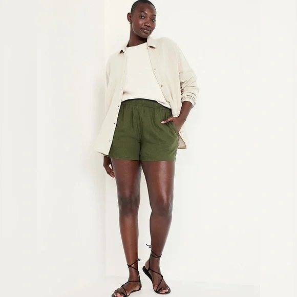 Old Navy High-Waisted Linen-Blend Pull-On Shorts -- 3.5” inseam XL NWT - Picture 2 of 7